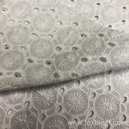 Embroidery White Knitting Fabric